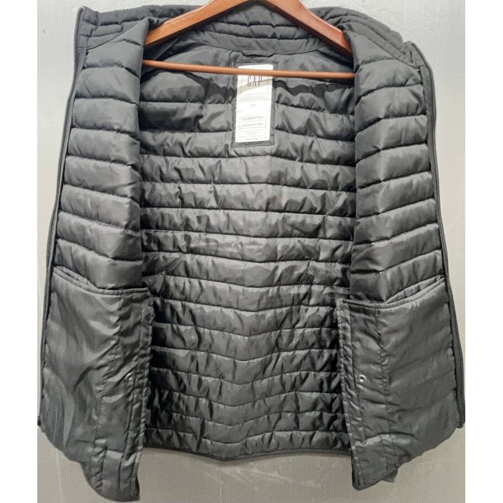 Gap Puffer Vest Men XL Black Cold Control Water Resistant Coated Full Zip Jacket - Picture 8 of 14